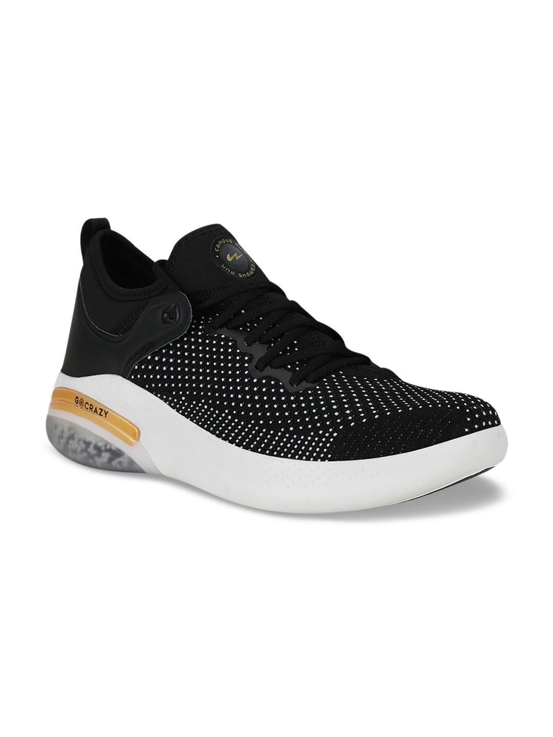 Campus Men Black Mesh Running Shoes
