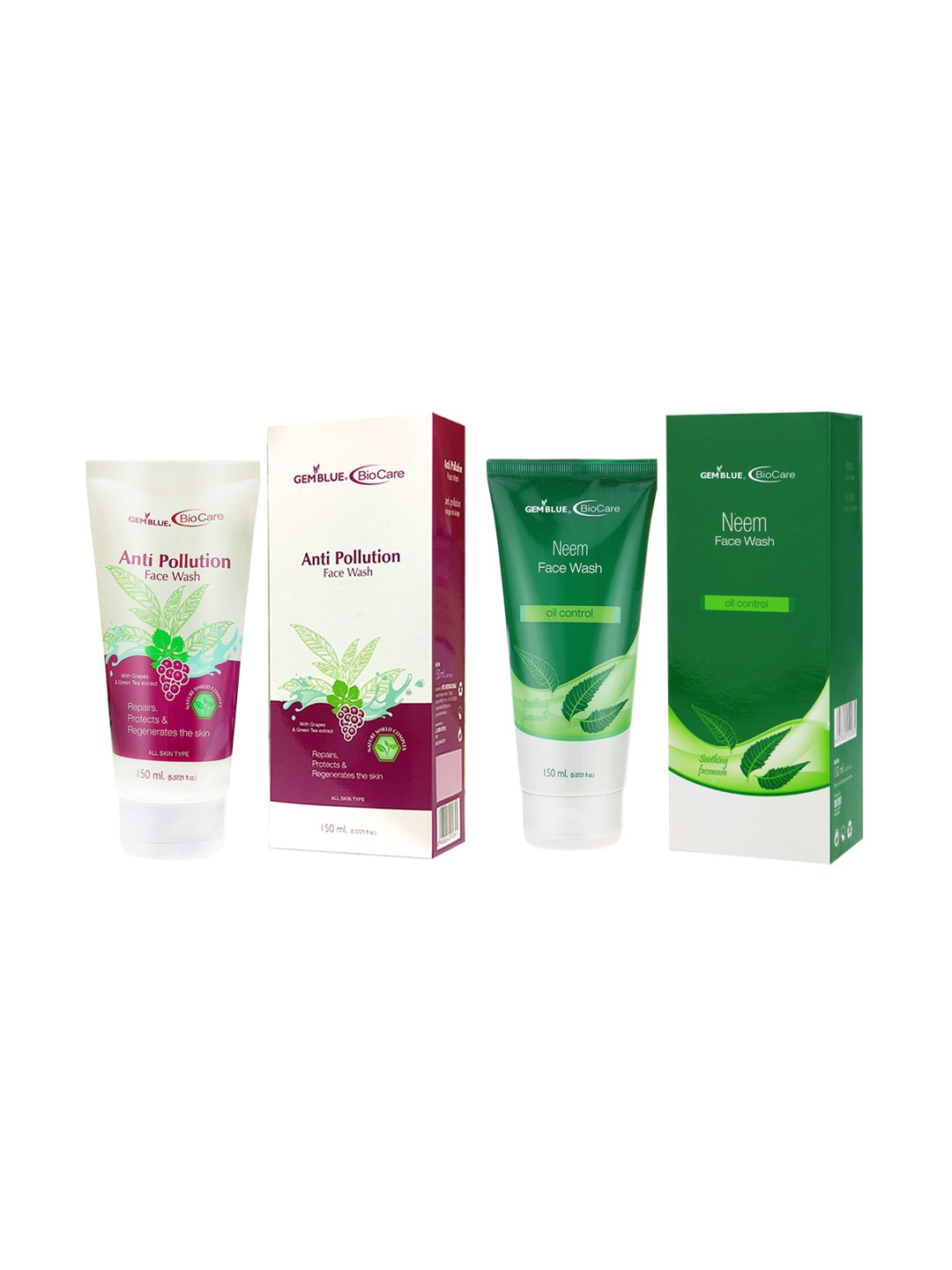 GEMBLUE BioCare Unisex Anti Pollution Face Wash And Neem Facewash 150ml Each Combo of 2, Purple
GEMBLUE BioCare Unisex Anti Pollution Face Wash And Neem Facewash 150ml Each Combo of 2, Purple