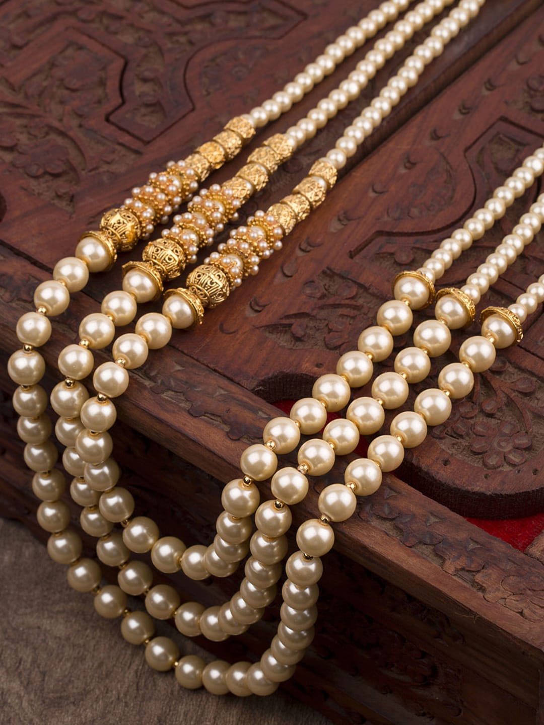 Dare by Voylla Gold-Toned & Beige Gold-Plated Layered Necklace