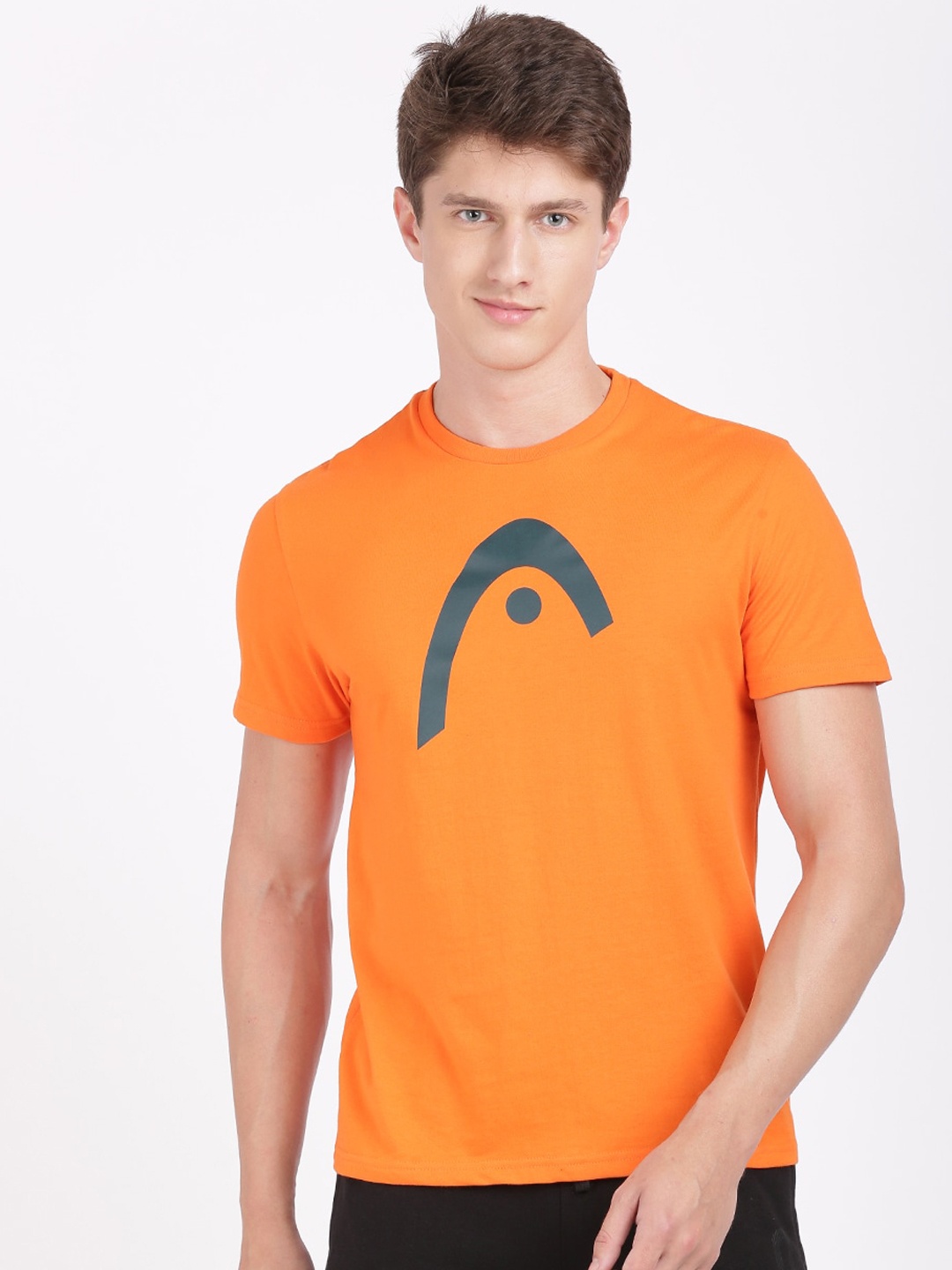 Head Men Orange Round Neck Slim-Fit Sports T-shirt