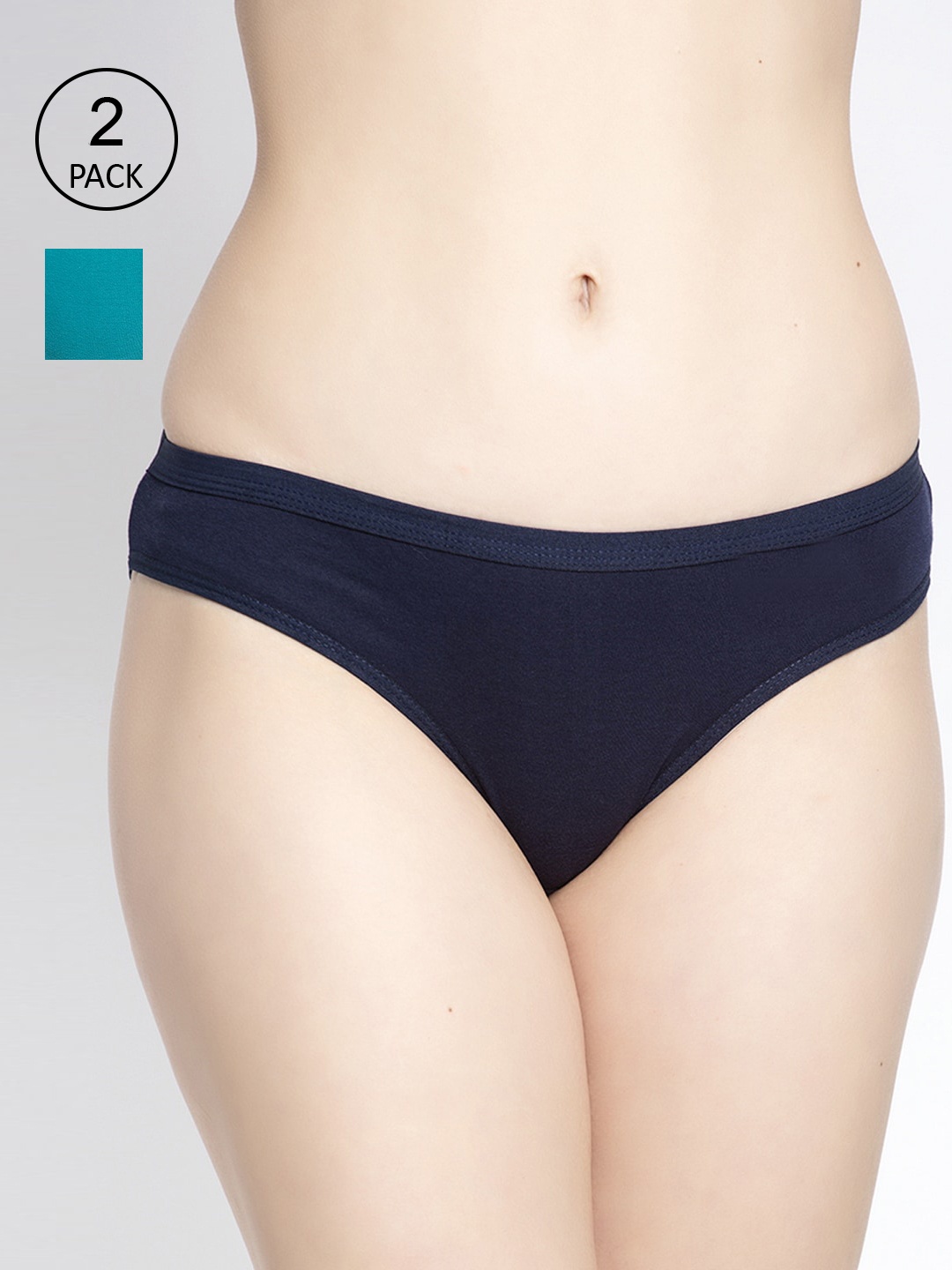GRACIT Women Pack Of 2 Solid Bikini Briefs PW35-17-20, Blue
