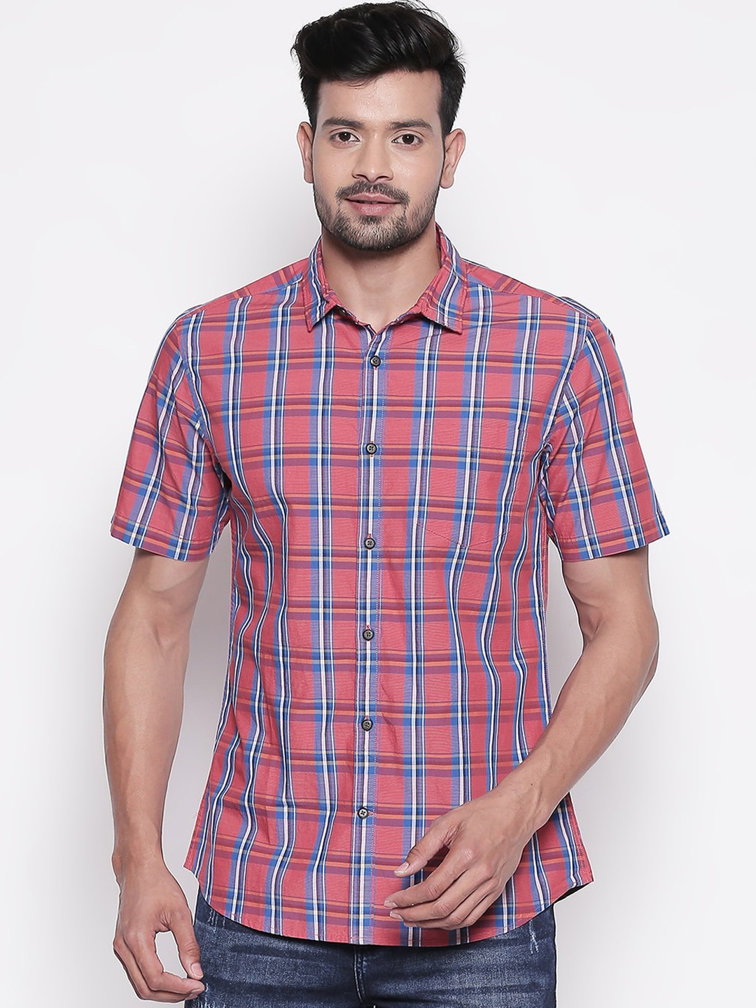 BYFORD by Pantaloons Men Red Regular Fit Checked Casual Shirt