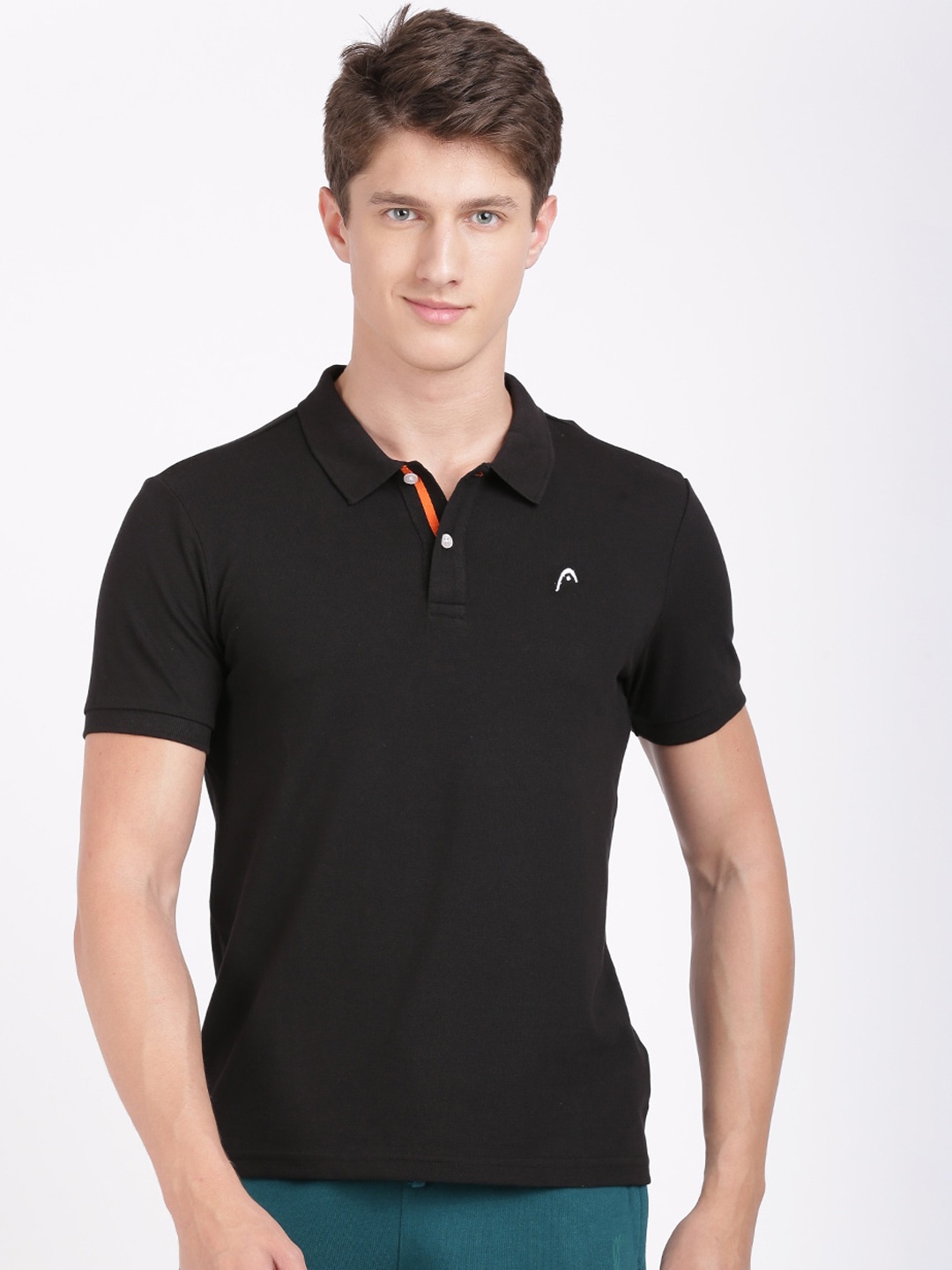 Head Men Black Polo Training T-shirt