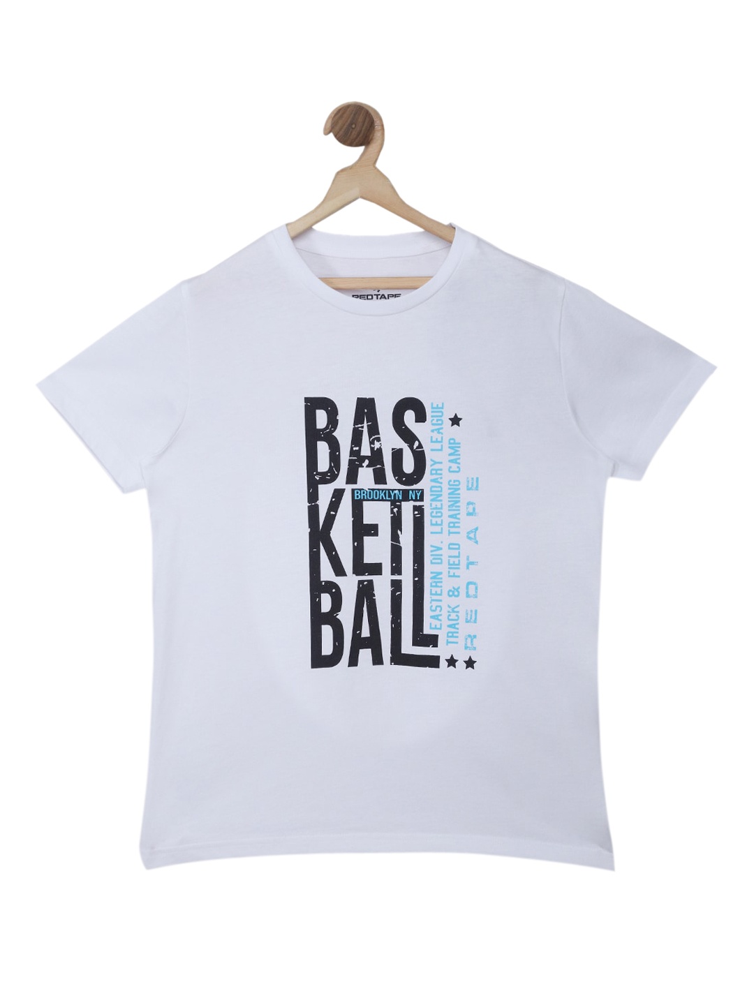 Red Tape Boys White Printed Round Neck T-shirt