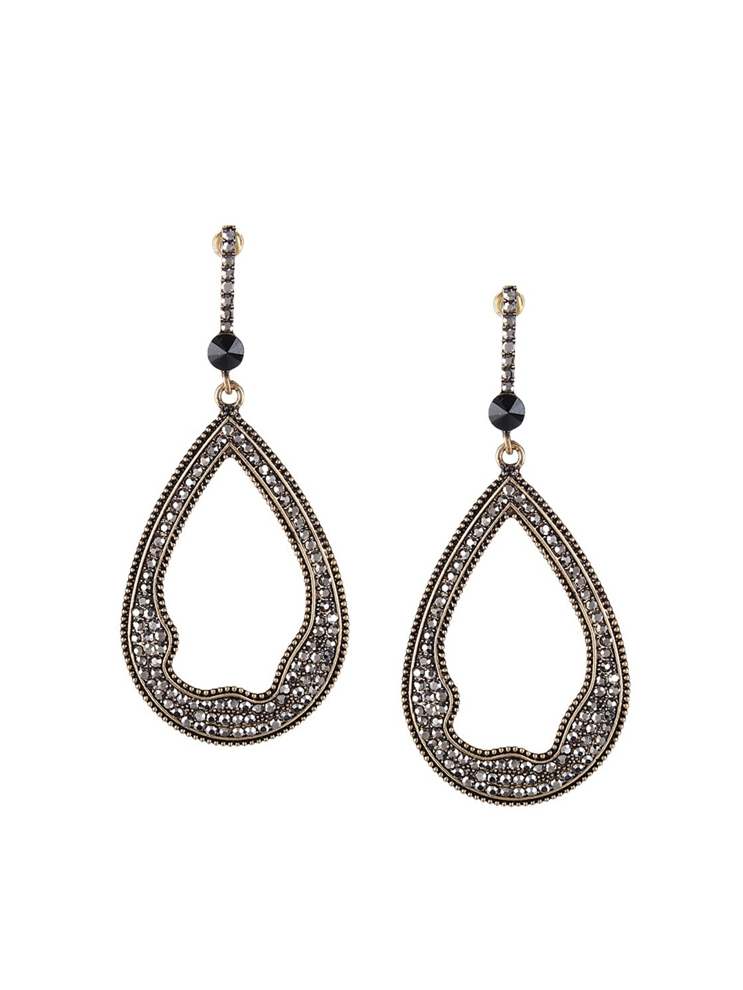 Mali Fionna Gold-Toned Teardrop Shaped Drop Earrings