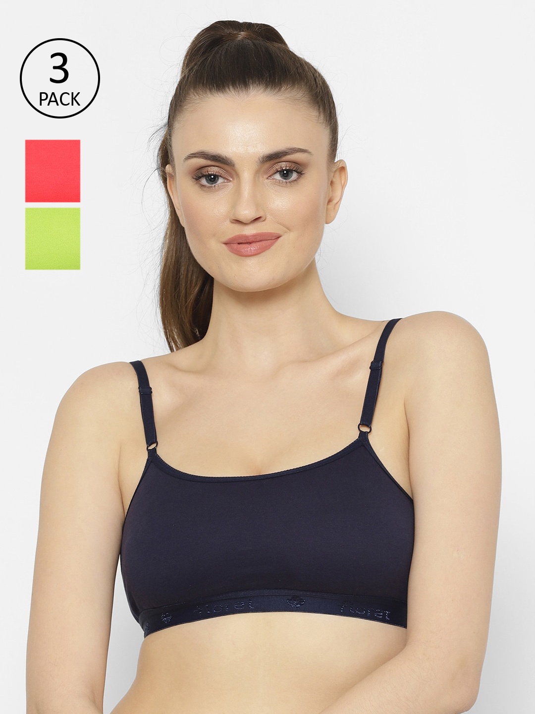 Floret Navy Blue & Lime Green Solid Set of 3 Workout Bra 1492_N.Blue-Tomato-Lime Green
Floret Navy Blue & Lime Green Solid Set of 3 Workout Bra 1492_N.Blue-Tomato-Lime Green