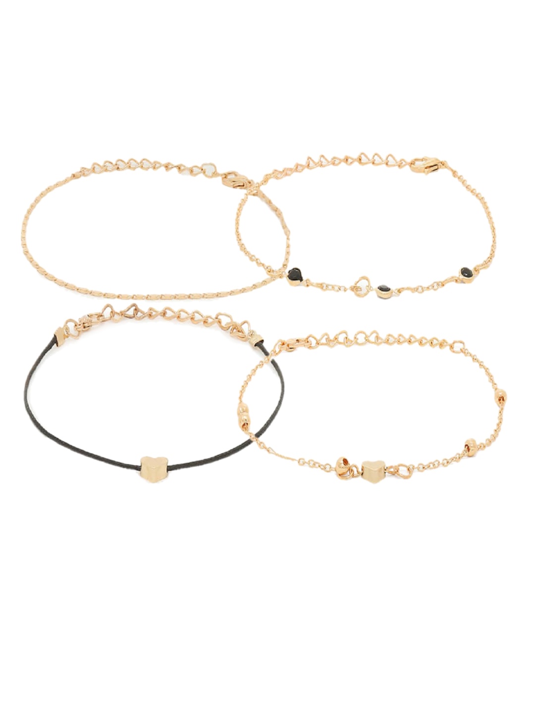 OOMPH Set of 4 Gold-Toned Layered Anklets
