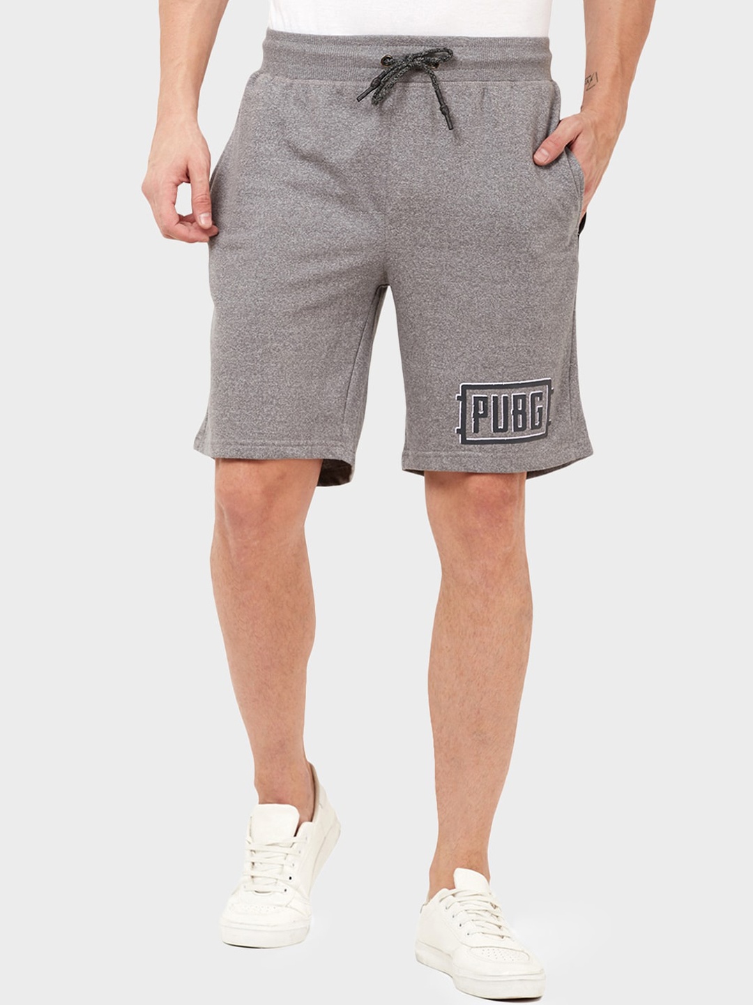 Free Authority Men Grey Pubg Print Regular Fit Shorts