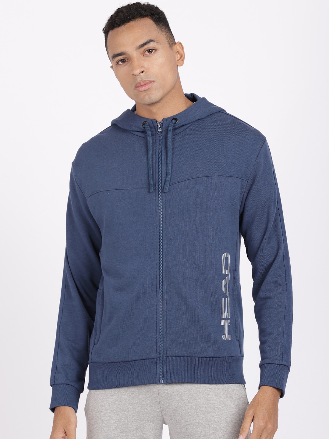 Head Men Blue Hooded Cotton Sports Sweatshirt