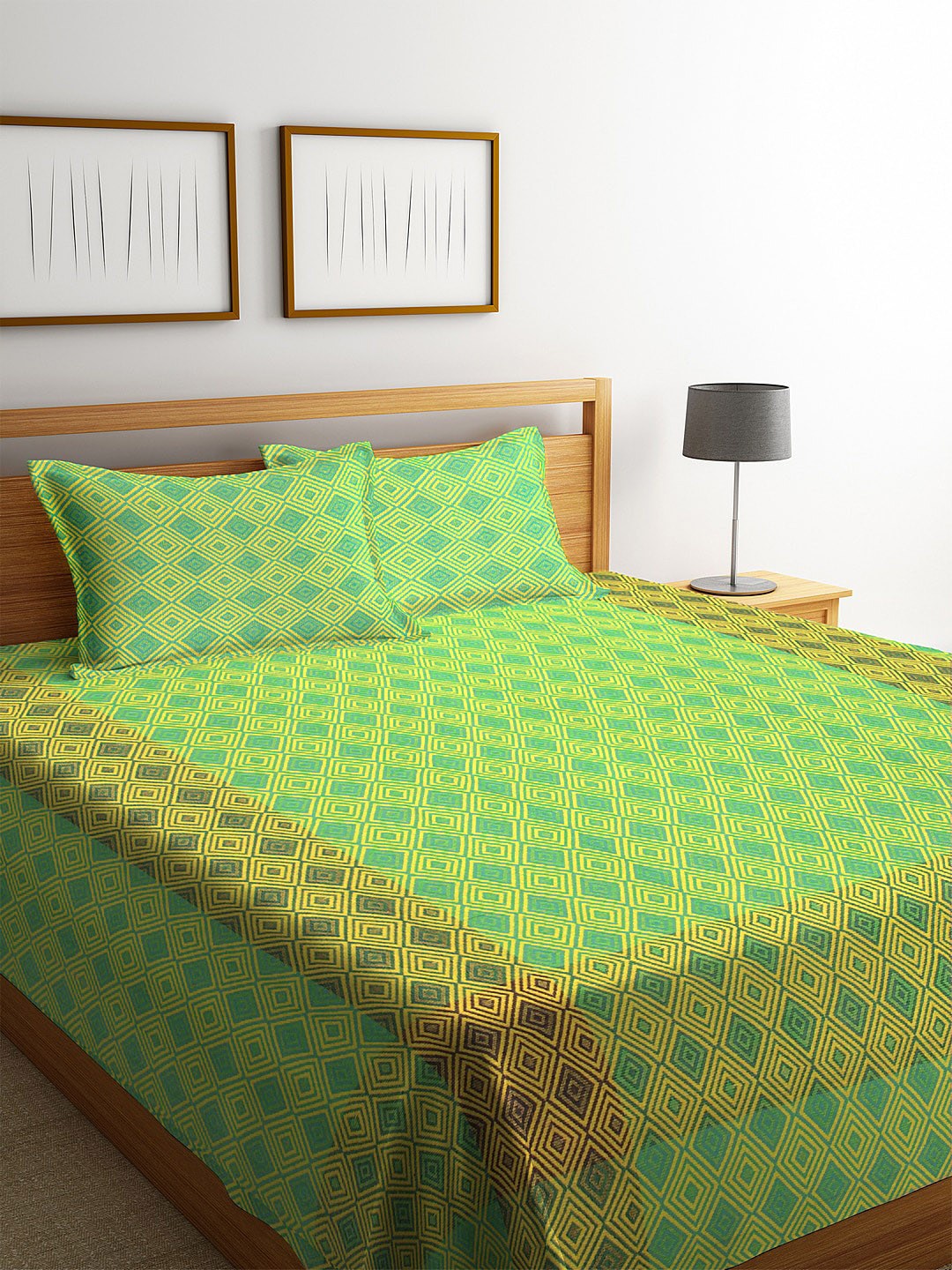 KLOTTHE Green & Yellow Woven Design Double King Bed Cover With 2 Pillow Covers
KLOTTHE Green & Yellow Woven Design Double King Bed Cover With 2 Pillow Covers