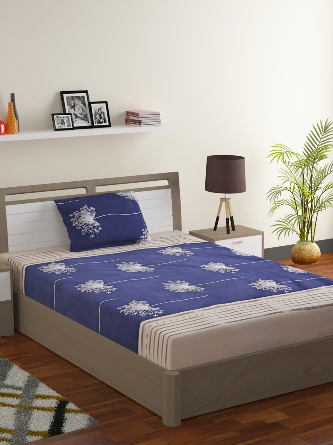 SWAYAM Blue & White Ethnic Motifs 200 TC Cotton 1 Single Bedsheet with 1 Pillow Covers
SWAYAM Blue & White Ethnic Motifs 200 TC Cotton 1 Single Bedsheet with 1 Pillow Covers