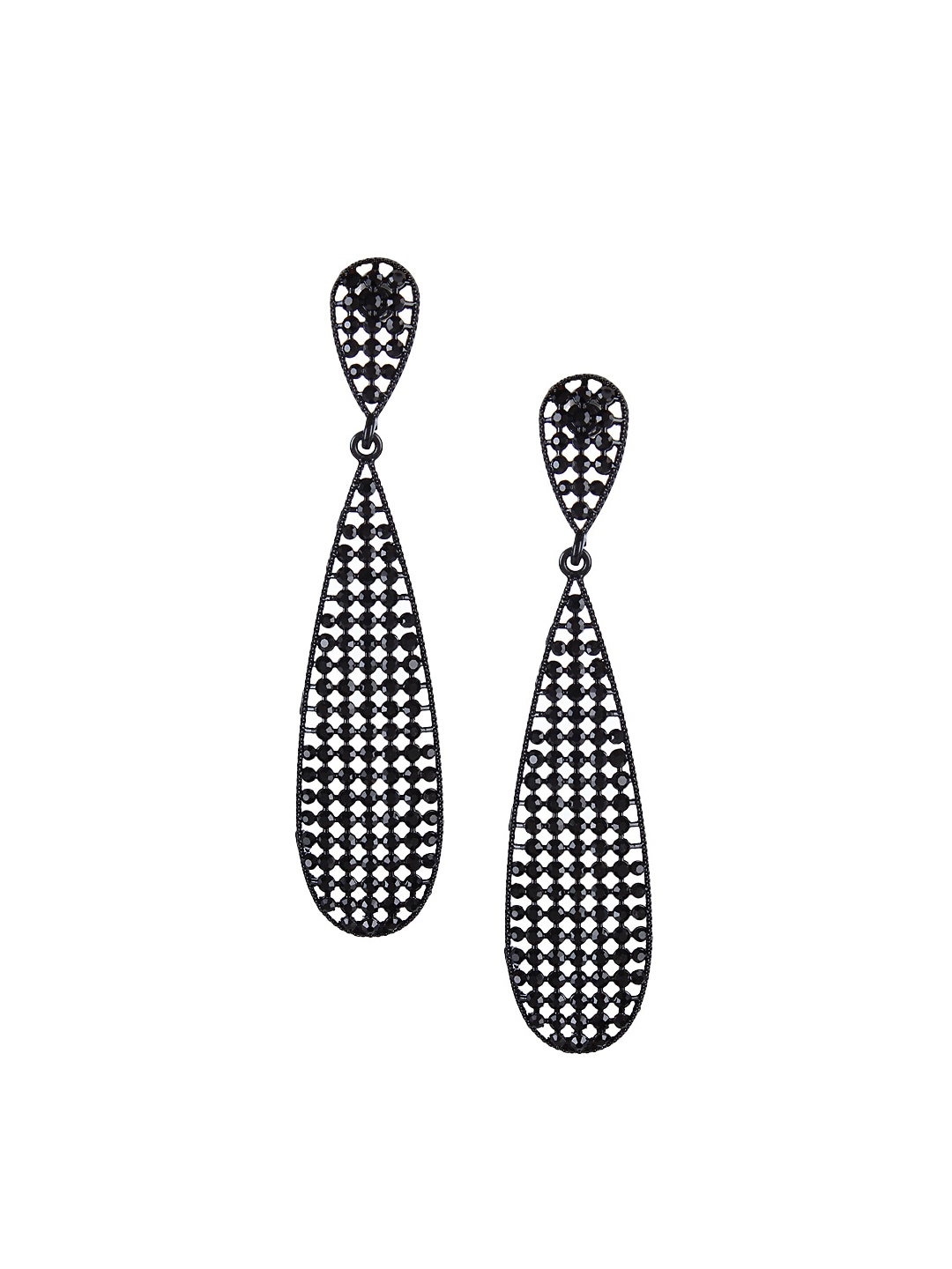 Mali Fionna Black Contemporary Drop Earrings