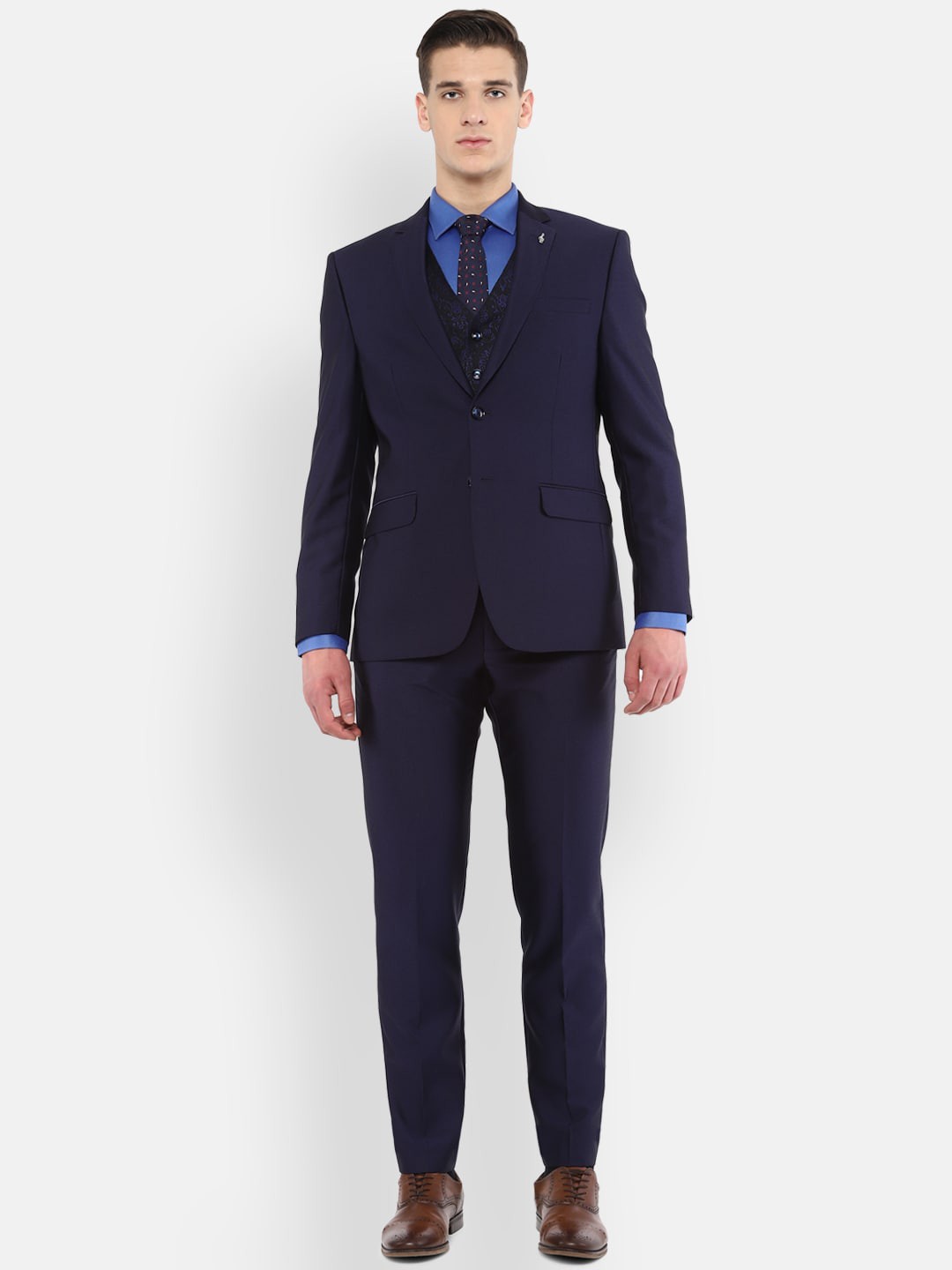 Van Heusen Men Navy Blue & Blue Self-Design Slim Fit Single-Breasted 3-Piece Formal Suit
Van Heusen Men Navy Blue & Blue Self-Design Slim Fit Single-Breasted 3-Piece Formal Suit