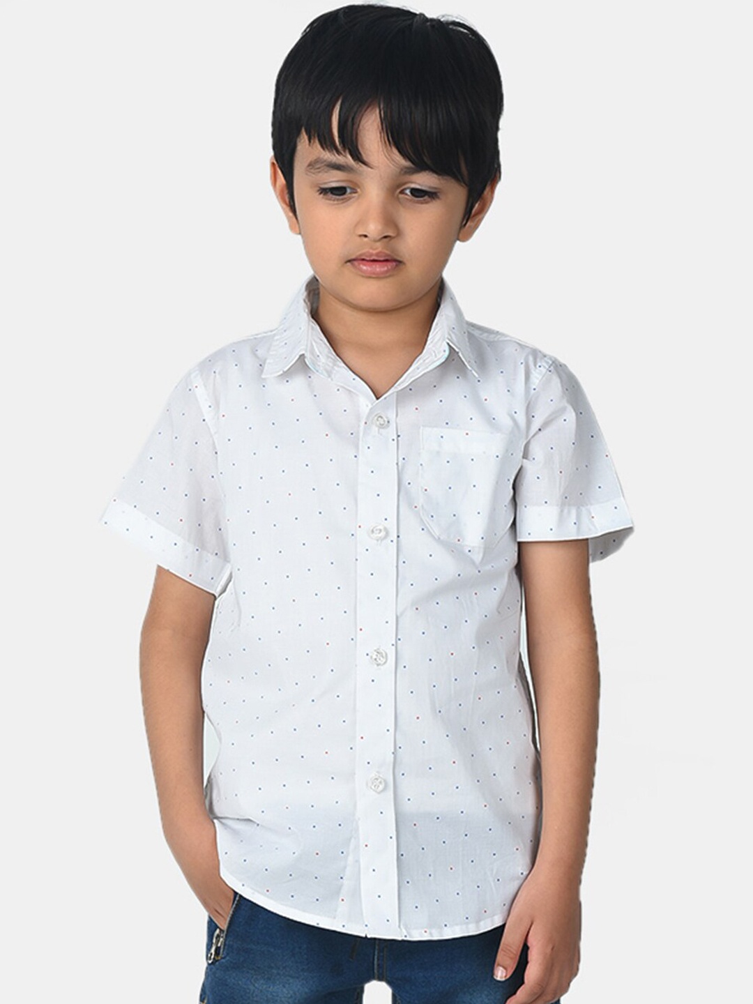 ESME Boys White Regular Fit Printed Casual Shirt