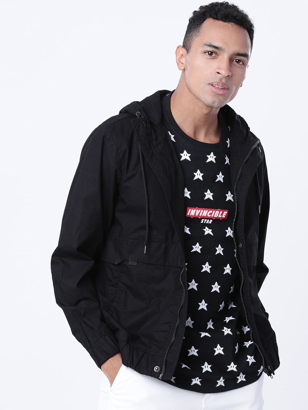 HIGHLANDER Men Black Printed Tailored Shacket