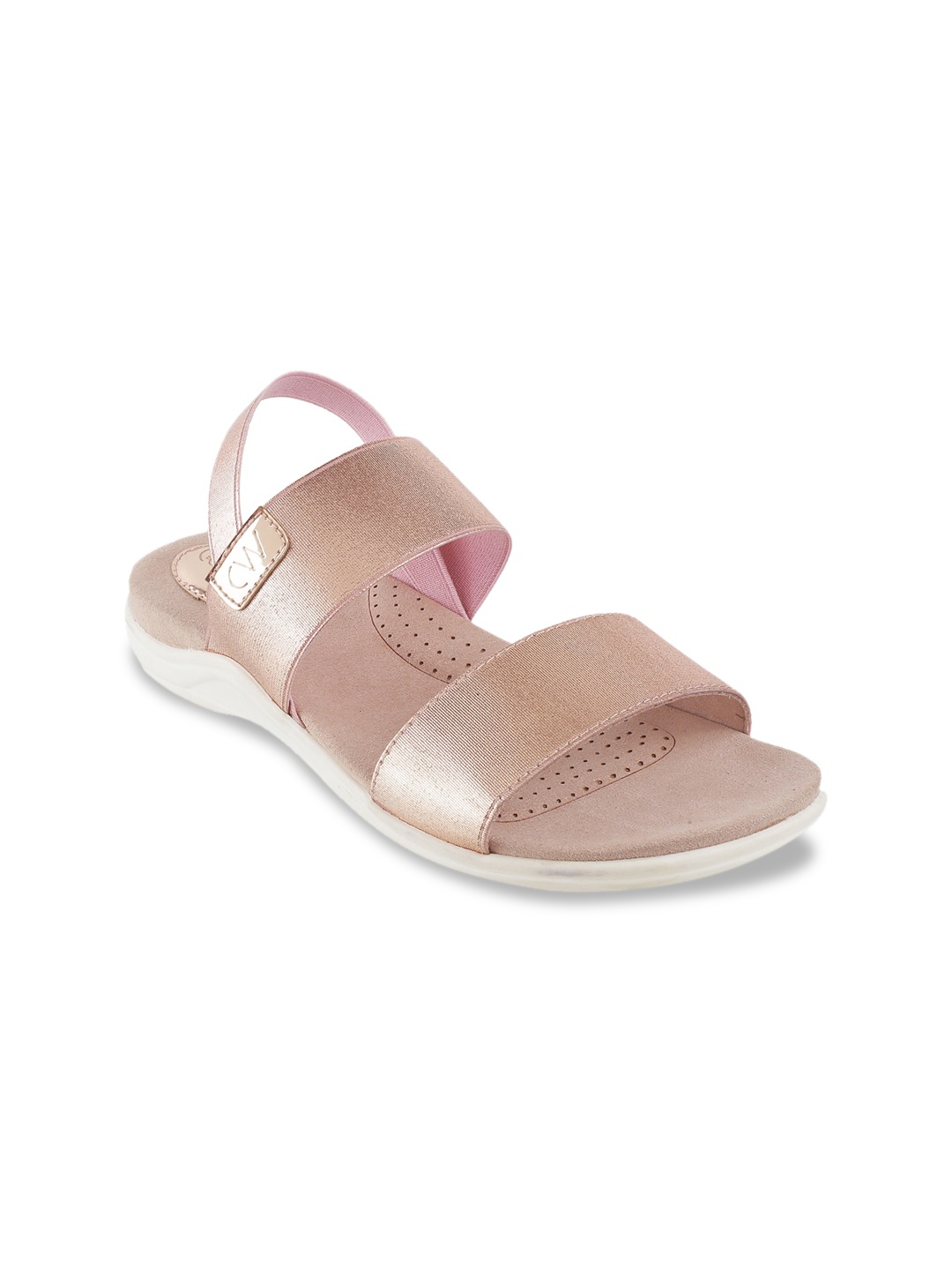 Catwalk Women Rose Gold Colourblocked Open Toe Flats