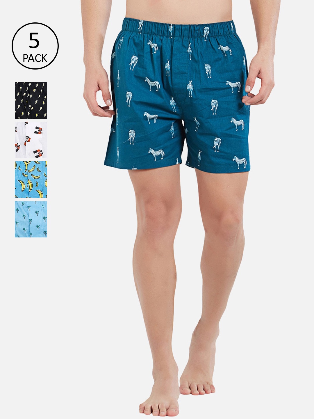 XYXX Men Pack Of 5 Assorted Printed Cotton Boxers XYBOX5PCKN14_