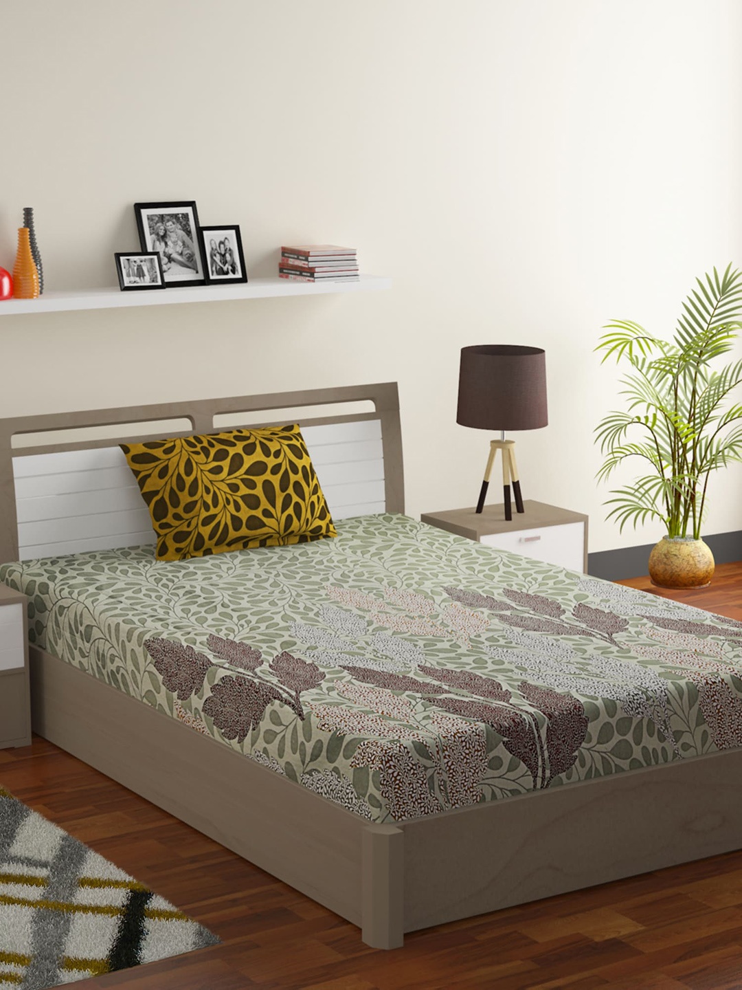 SWAYAM Green & Brown Ethnic Motifs 120 TC Cotton 1 Single Bedsheet with 1 Pillow Covers
SWAYAM Green & Brown Ethnic Motifs 120 TC Cotton 1 Single Bedsheet with 1 Pillow Covers