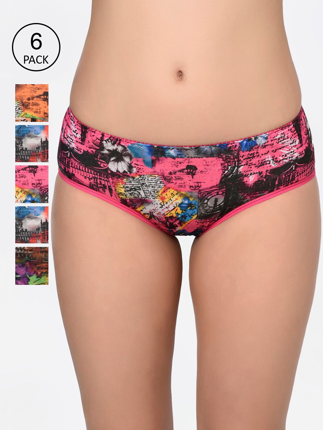 Bodycare Women Pack Of 6 Assorted Hipster Briefs 9006