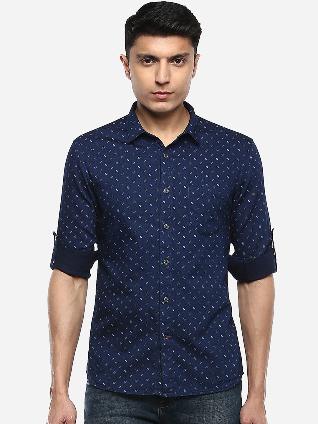 Red Chief Men Blue Slim Fit Printed Casual Shirt