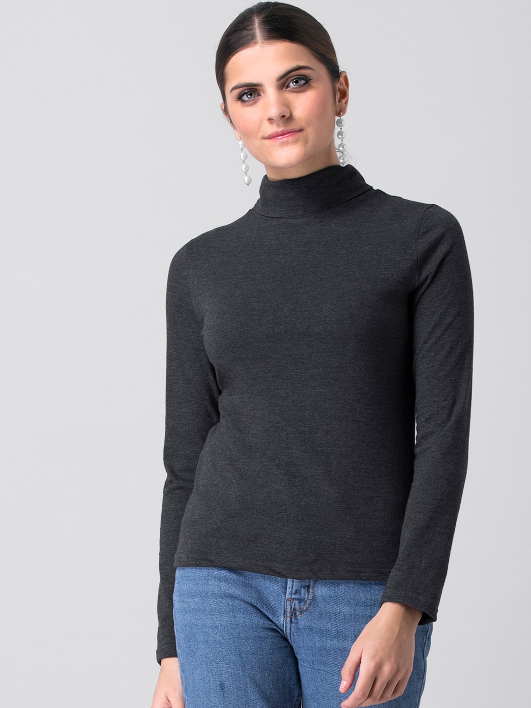 FabAlley Women Grey Solid Top