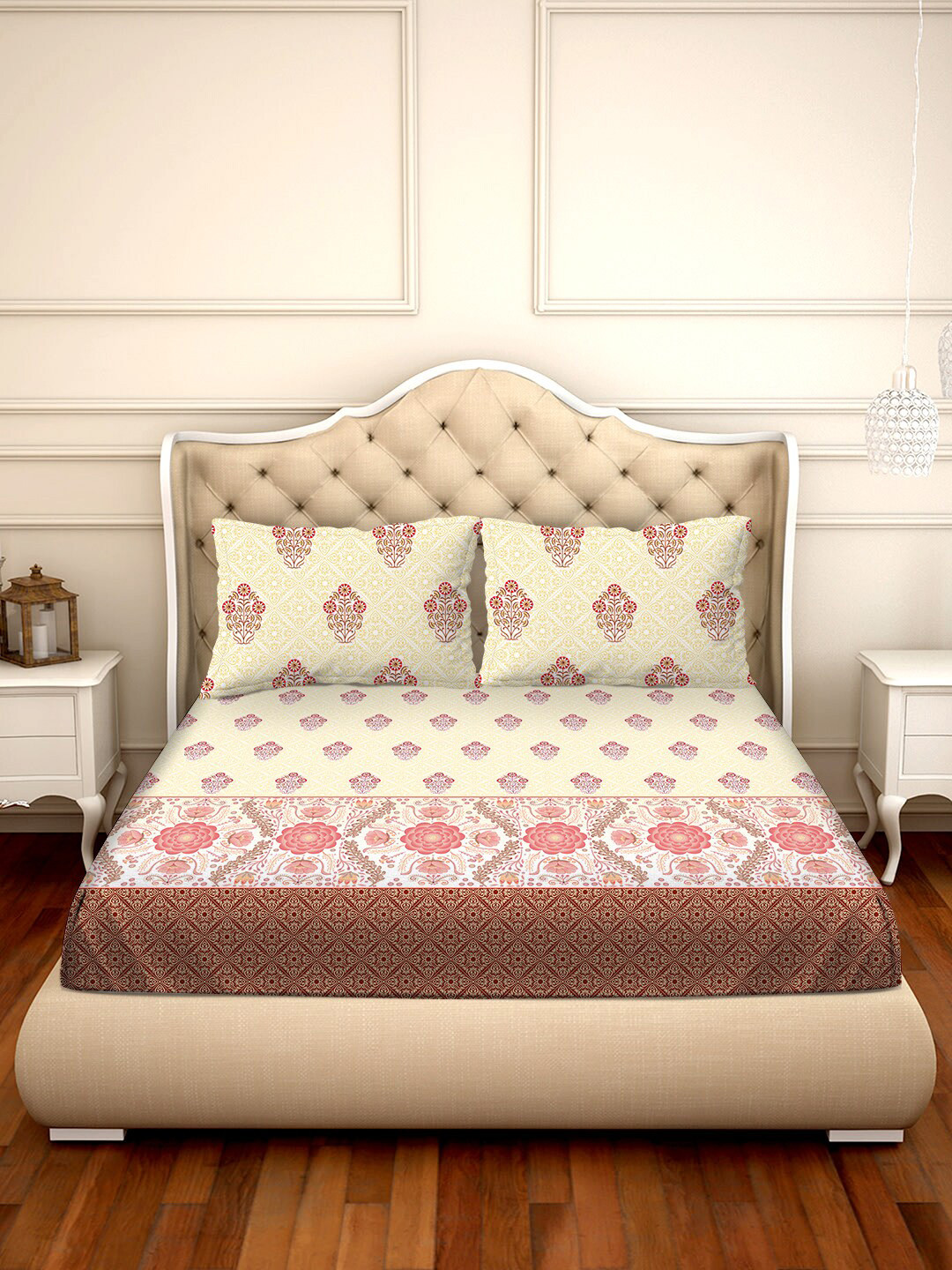 BELLA CASA Yellow & Beige Ethnic Motifs 300 TC Cotton 1 King Bedsheet with 2 Pillow Covers
BELLA CASA Yellow & Beige Ethnic Motifs 300 TC Cotton 1 King Bedsheet with 2 Pillow Covers