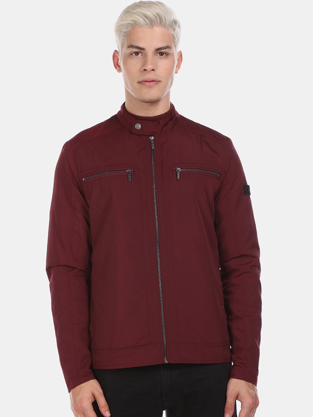 Arrow New York Men Red Solid Sporty Jacket