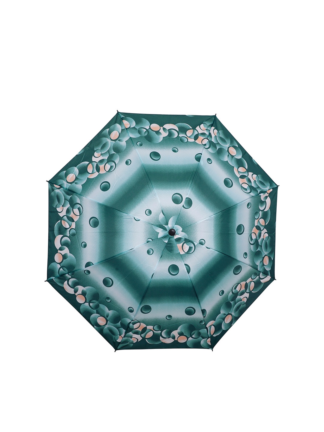 LOOM LEGACY Teal Blue & White Floral Printed 3-Fold Umbrella