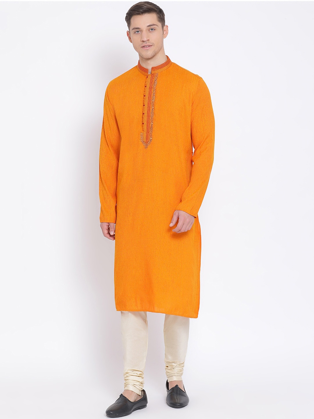 NAMASKAR Yellow Thread Work Kurta
