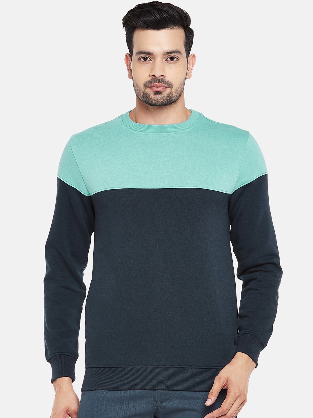 BYFORD by Pantaloons Men Green Colourblocked Sweatshirt