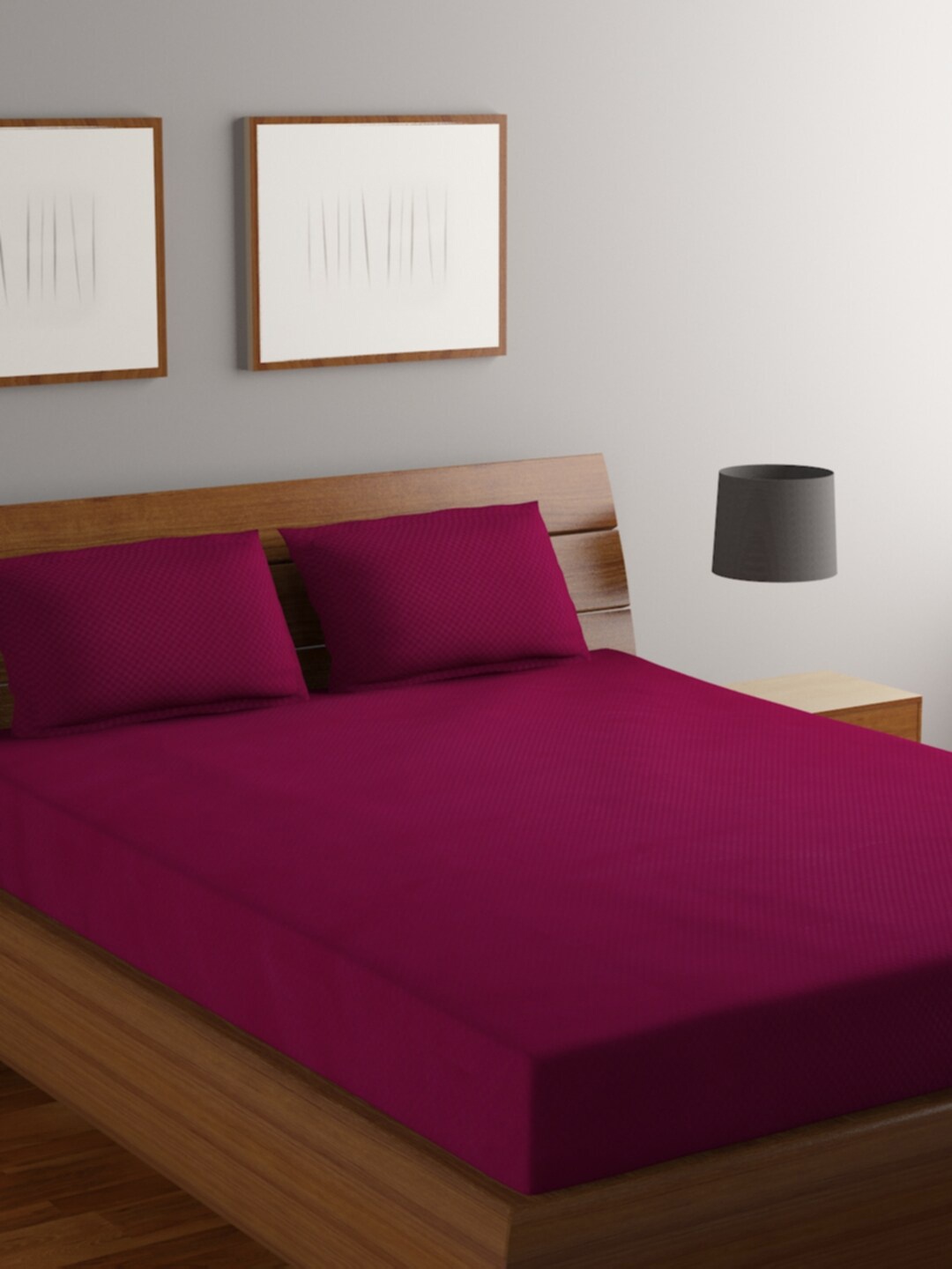 Bromwick Burgundy Solid 180 TC Polycotton 1 Queen Bedsheet with 2 Pillow Covers