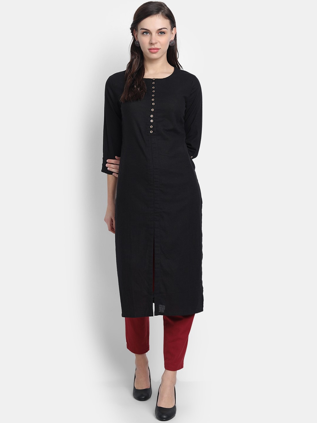 fabGLOBAL Black Handloom Kurta