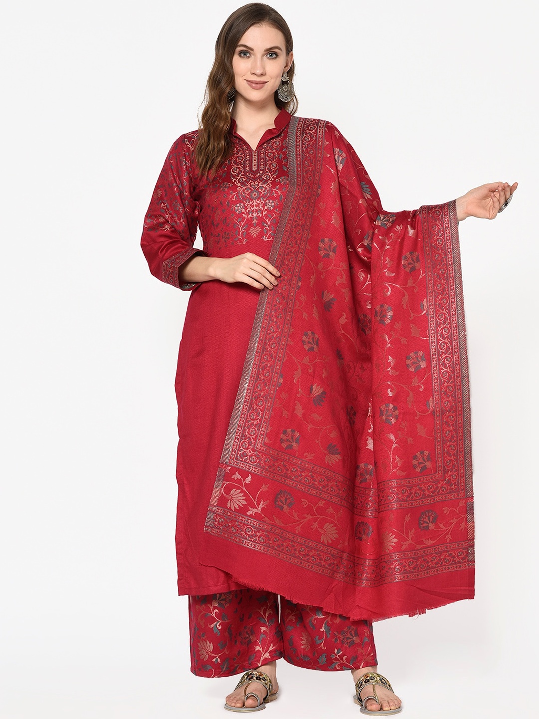 Safaa Women Marron Viscose Acrylic Woven Design Suit Unstitched Dress Material For Winter, Red
Safaa Women Marron Viscose Acrylic Woven Design Suit Unstitched Dress Material For Winter, Red