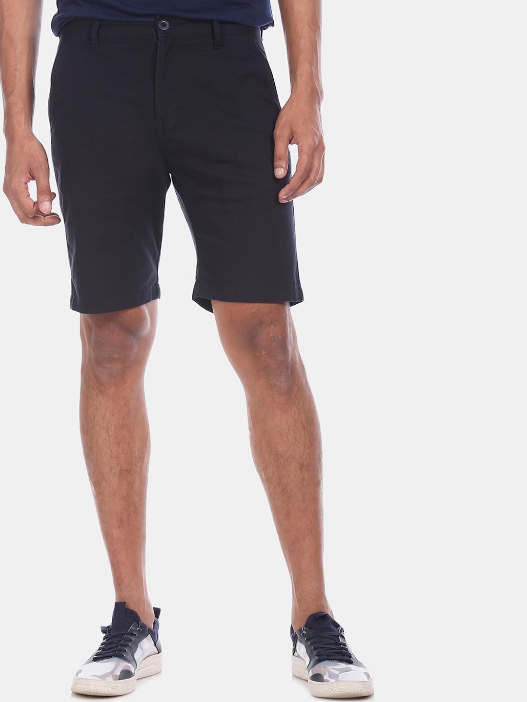 Ruggers Men Blue Solid Regular Fit Regular Shorts