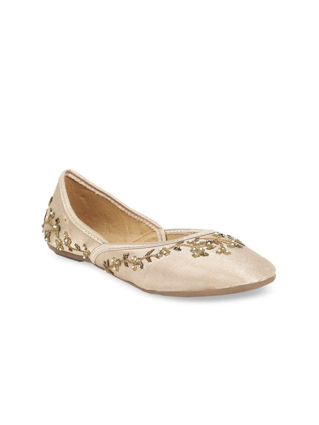 Marie Claire Women Beige Embellished Fabric Ballerinas
