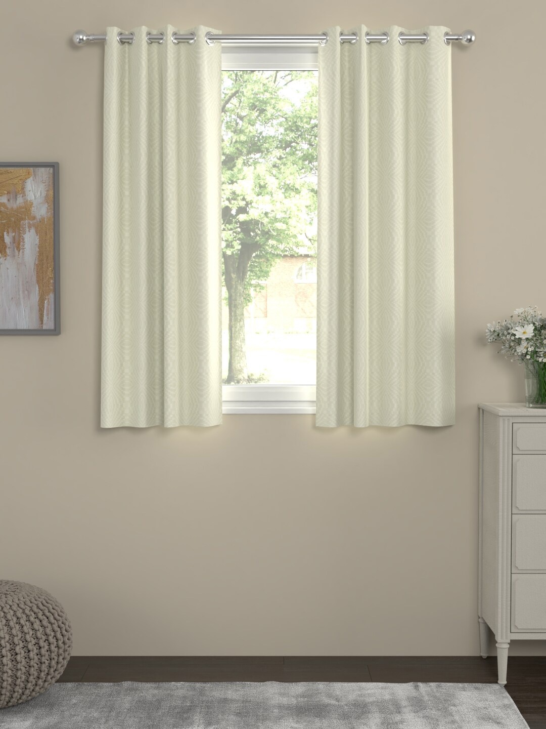 ROSARA HOME Cream-Coloured Set of 2 Window Curtains