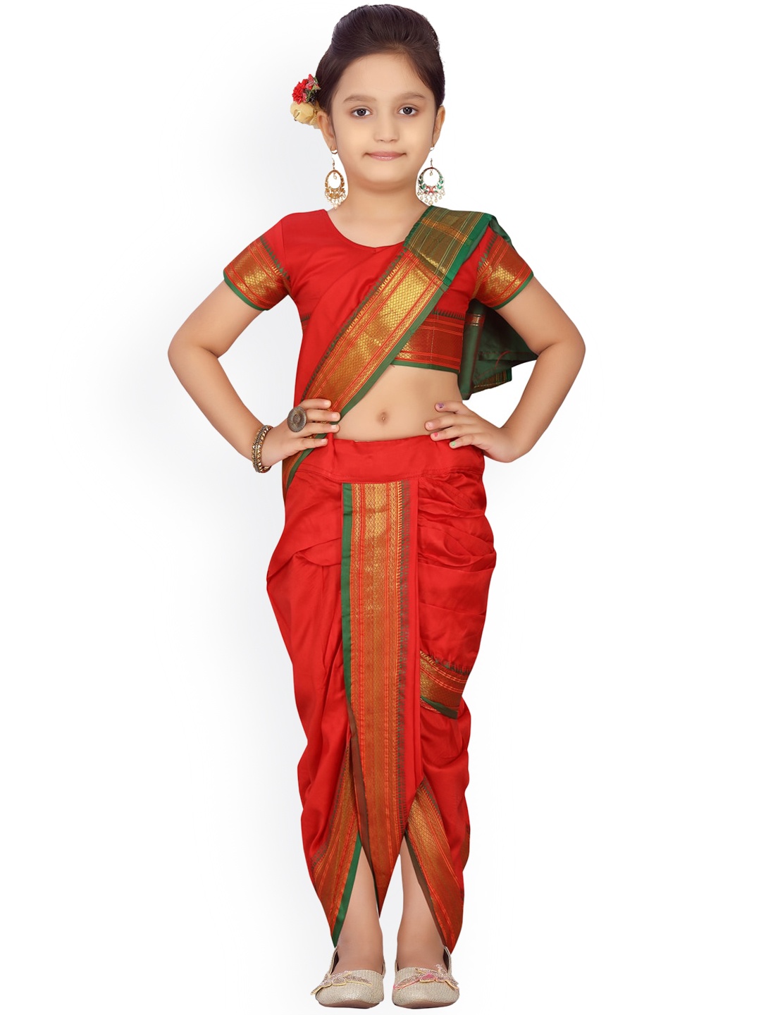 Aarika Red Pure Silk Solid Bhagalpuri Ready to Wear Saree