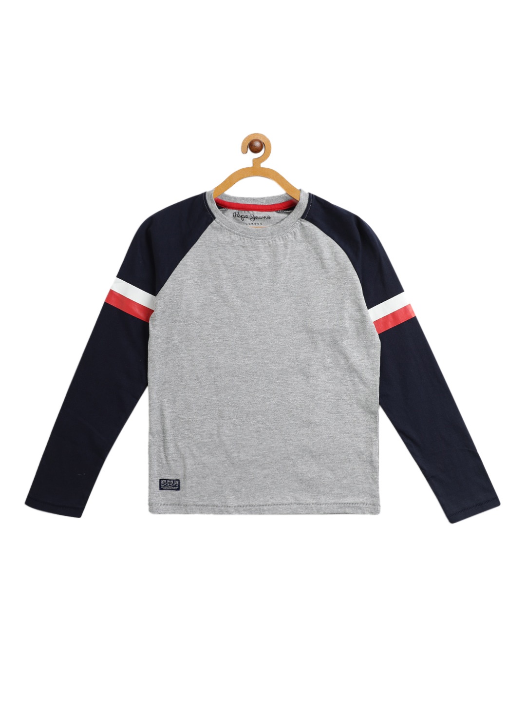 Pepe Jeans Boys Grey & Black Colourblocked Round Neck T-shirt