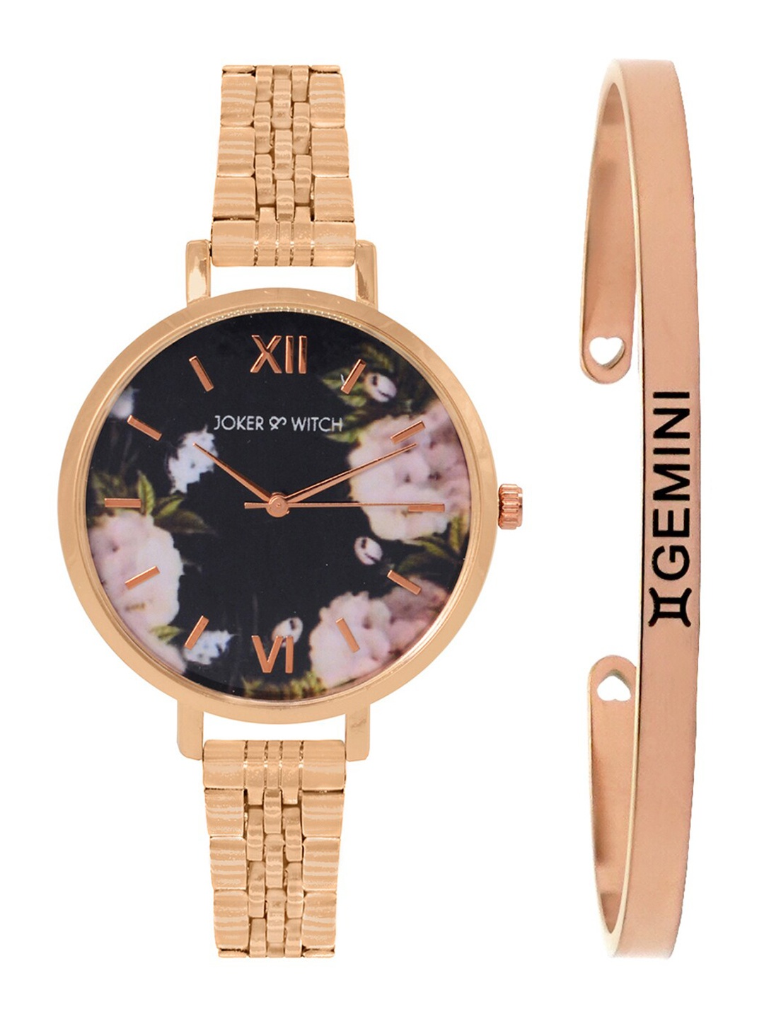 JOKER & WITCH Women Black & Rose Gold-Toned Fleur Gemini Watch & Bracelet Gift Set JWBS291
JOKER & WITCH Women Black & Rose Gold-Toned Fleur Gemini Watch & Bracelet Gift Set JWBS291