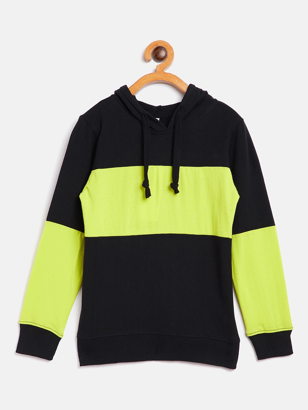 GRITSTONES Boys Black Colourblocked Hood T-shirt