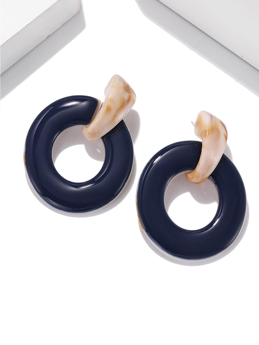 AQUASTREET Blue & Beige Circular Drop Earrings 
AQUASTREET Blue & Beige Circular Drop Earrings