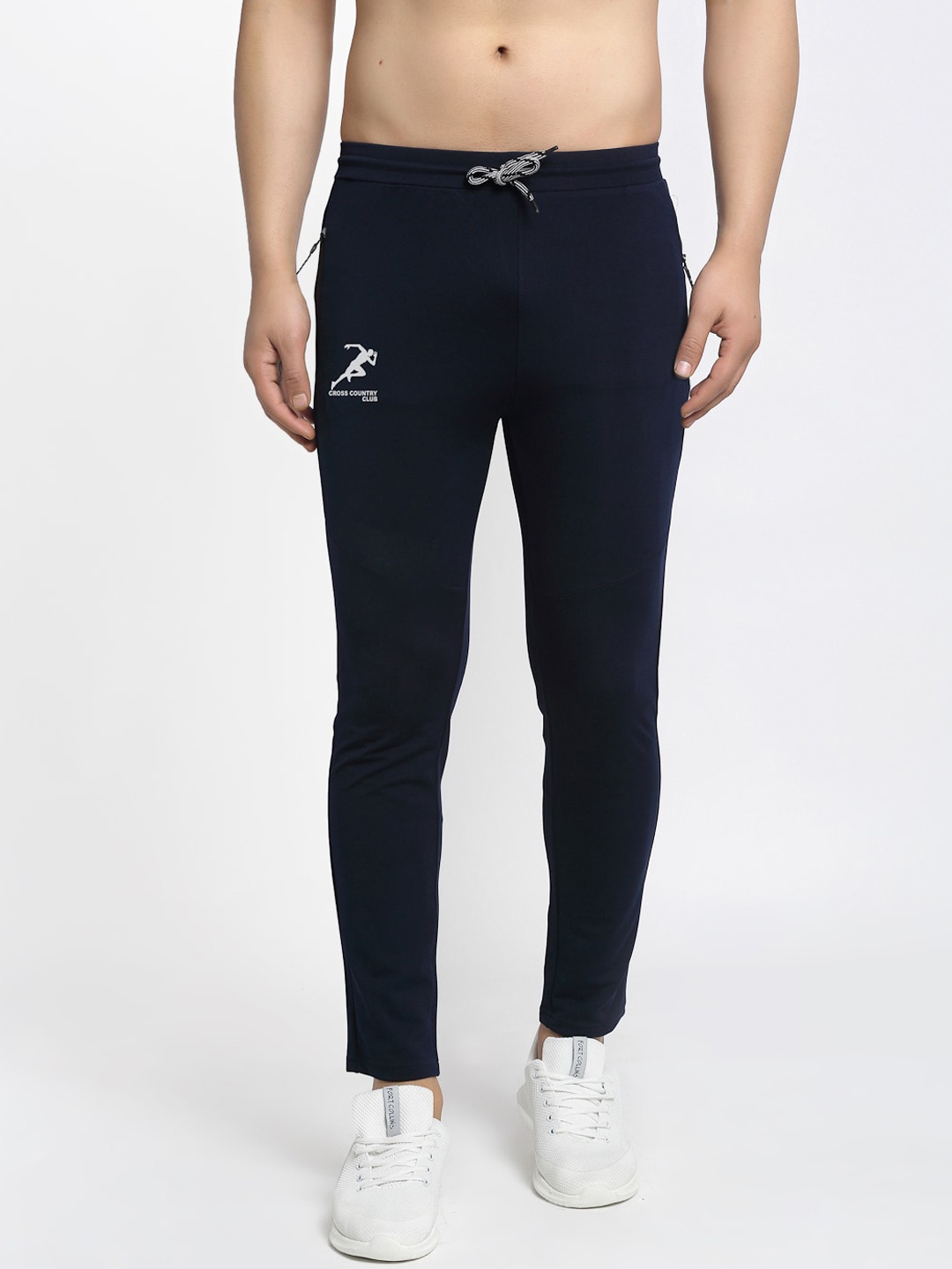 GRACIT Men Navy Blue Solid Slim Fit Track Pants
