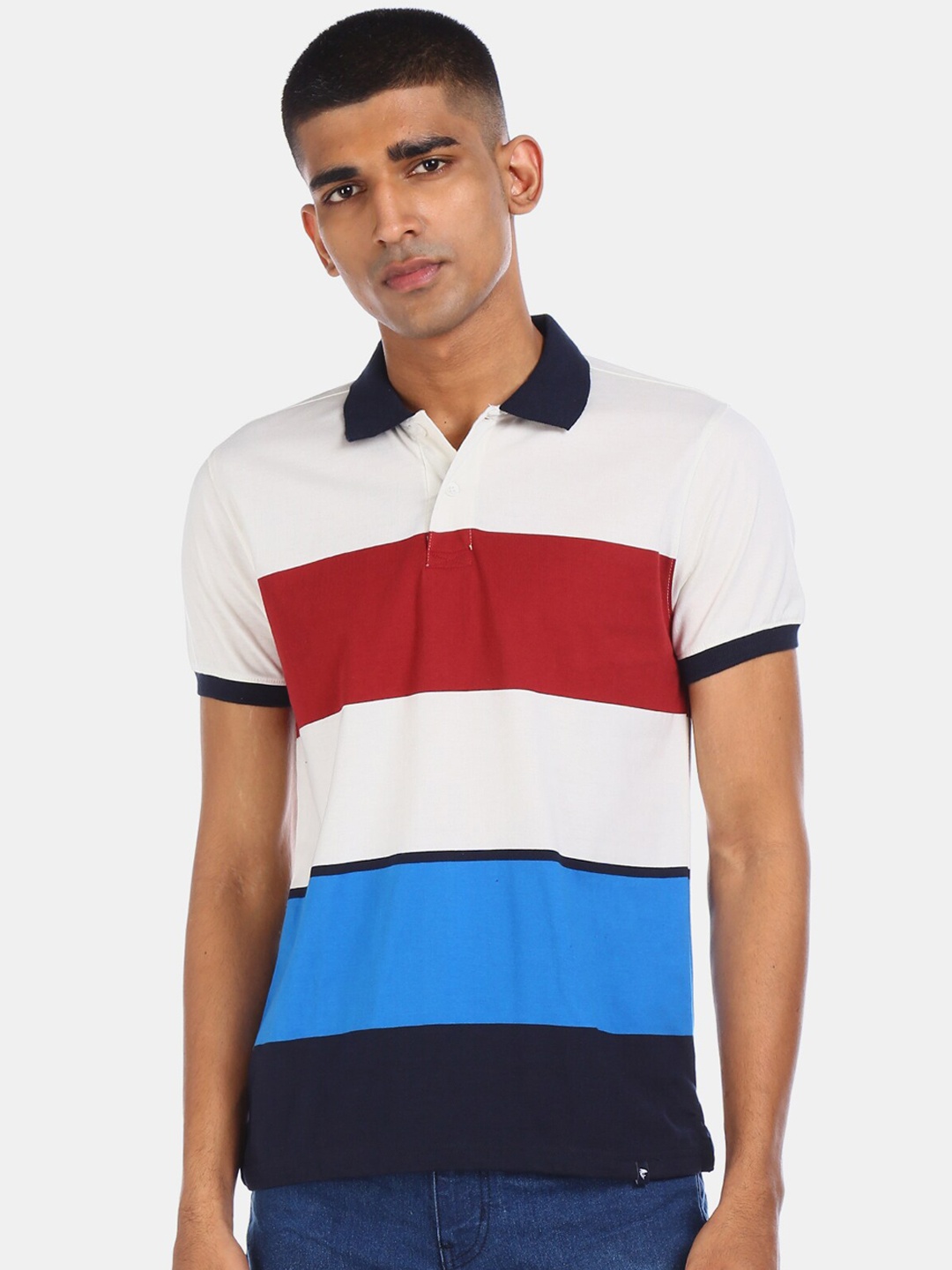 Ruggers Men Multicoloured Colourblocked Polo Collar T-shirt, Multi