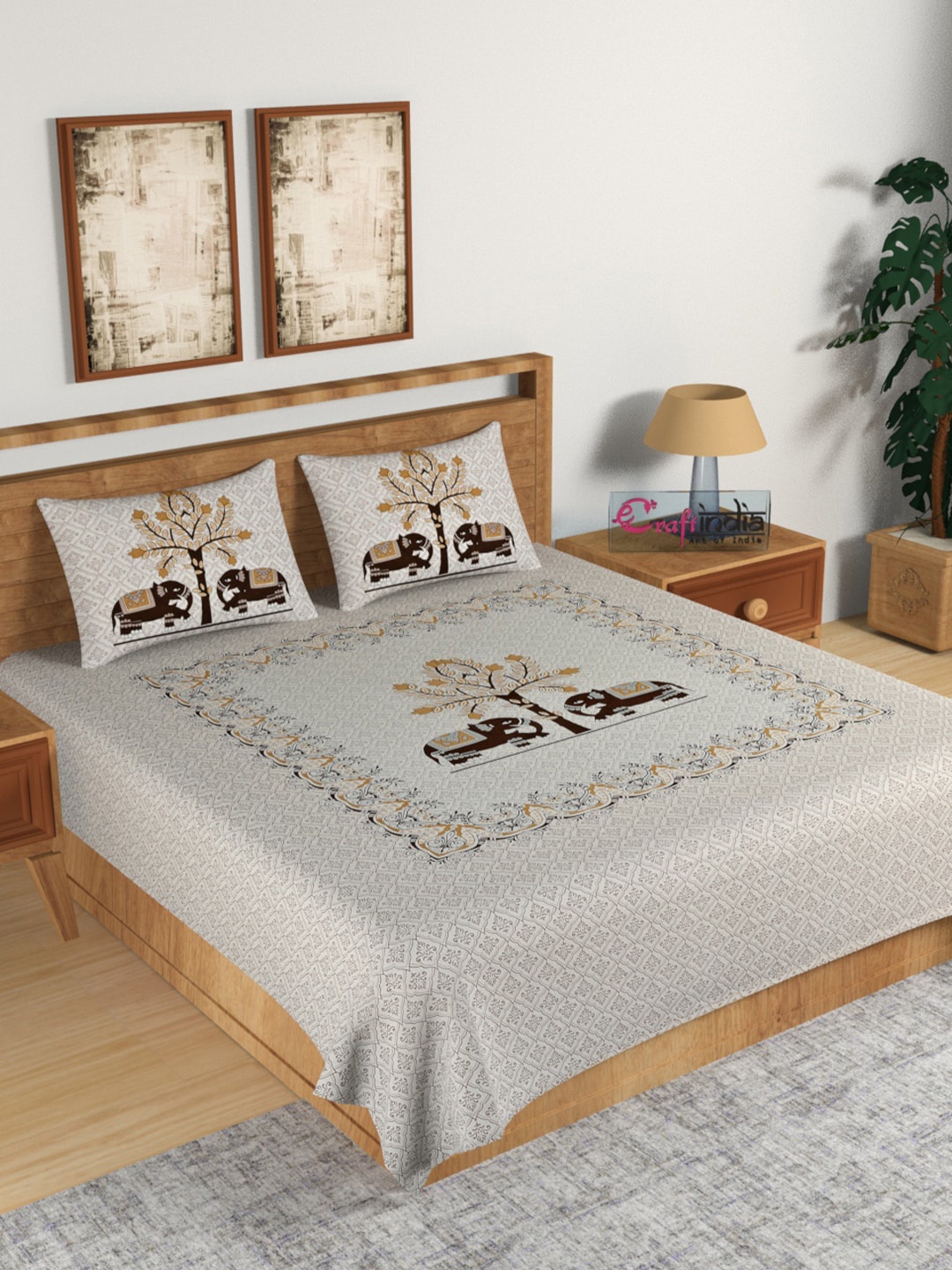 eCraftIndia Brown & White Ethnic Motifs 180 TC Cotton 1 King Bedsheet with 2 Pillow Covers
eCraftIndia Brown & White Ethnic Motifs 180 TC Cotton 1 King Bedsheet with 2 Pillow Covers