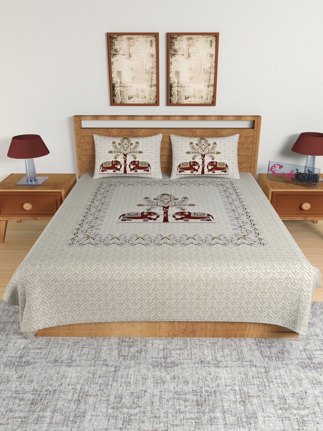 eCraftIndia Maroon & Off-White Ethnic Motifs 180 TC Cotton 1 King Bedsheet with 2 Pillow Covers
eCraftIndia Maroon & Off-White Ethnic Motifs 180 TC Cotton 1 King Bedsheet with 2 Pillow Covers