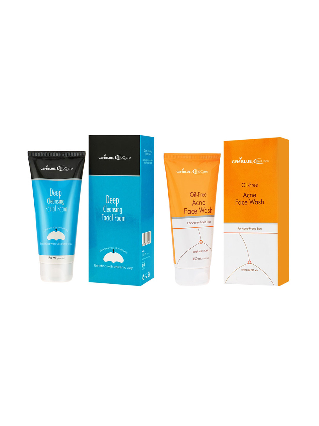 GEMBLUE BioCare Deep Cleansing & Oil Free Acne Face Wash 150ML each (COMBO OF 2), Blue 
GEMBLUE BioCare Deep Cleansing & Oil Free Acne Face Wash 150ML each (COMBO OF 2), Blue