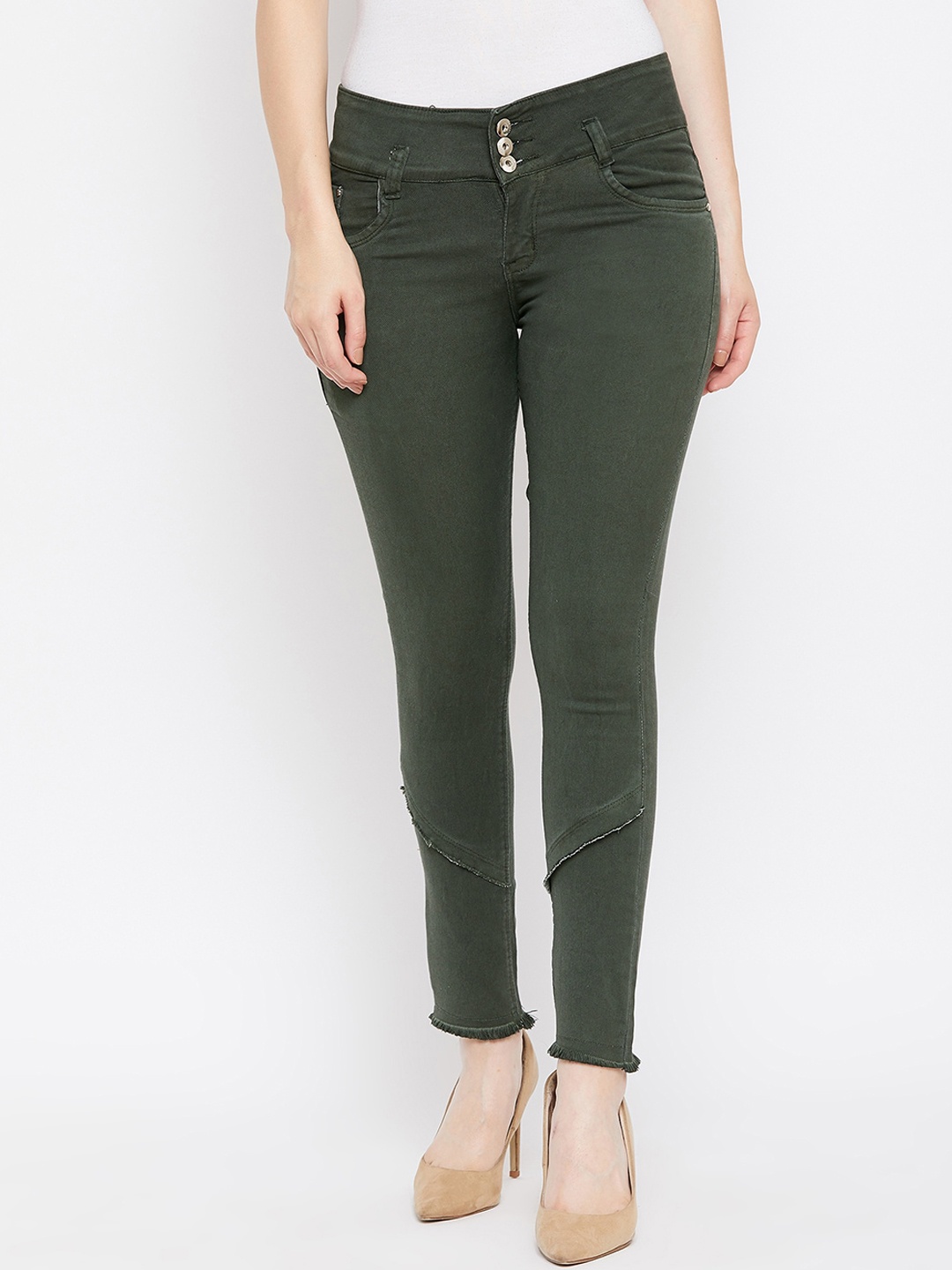 Purple Feather Women Teal Green Skinny Fit High-Rise Clean Look Stretchable Jeans