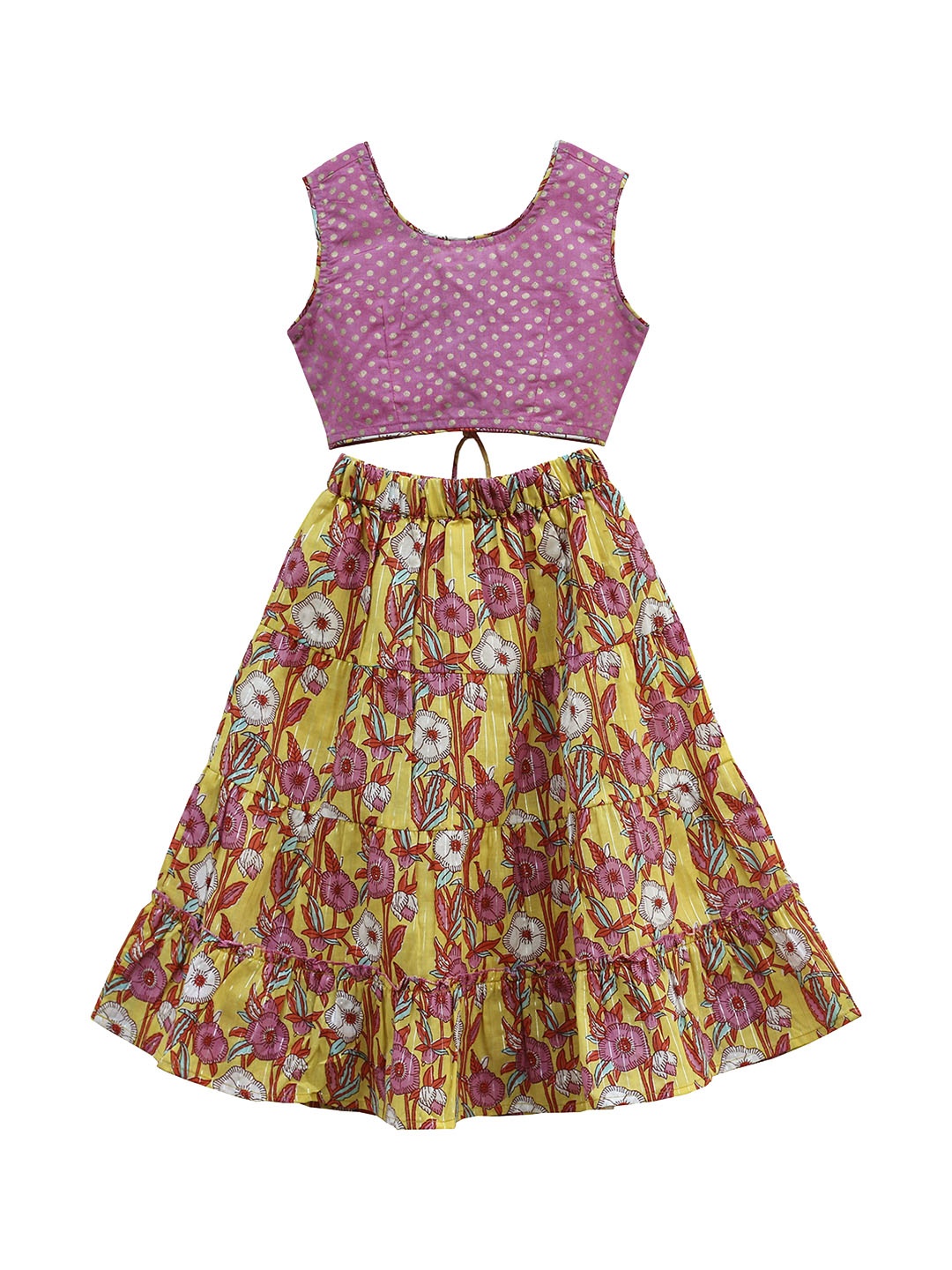 My Little Lambs Girls Yellow & Pink Floral Print Cotton Ready to Wear Lehenga with Blouse
My Little Lambs Girls Yellow & Pink Floral Print Cotton Ready to Wear Lehenga with Blouse
