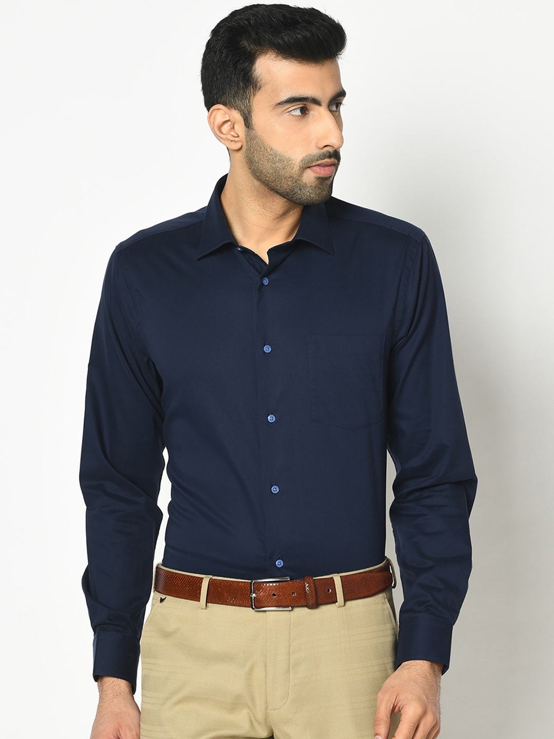 Blackberrys Men Blue Slim Fit Solid Formal Shirt