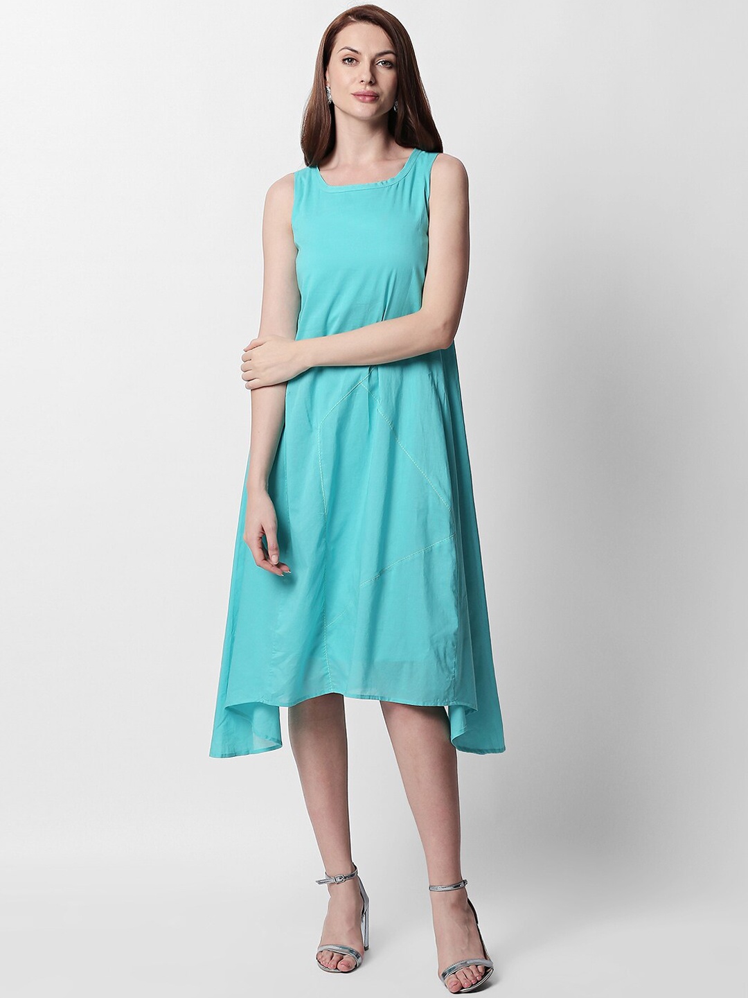RAREISM Sea Green A-Line Midi Dress